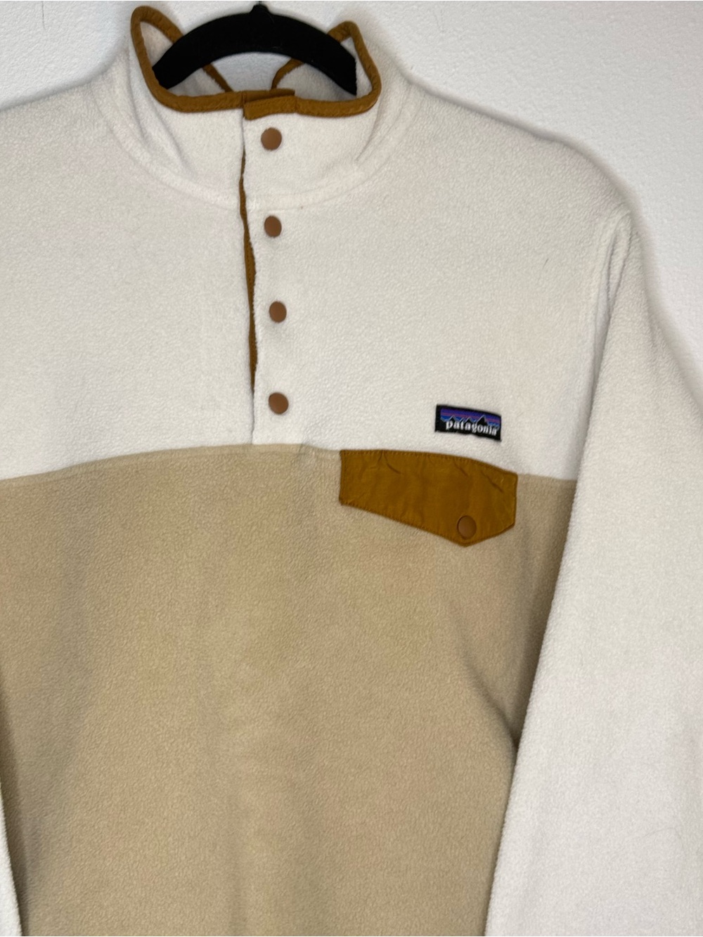 Patagonia Synchilla Fleece Cream Tan Camel Snap-T Colorblack Half Snap Women’s - Picture 3 of 9